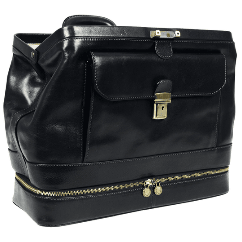 Італійський шкіряний саквояж - The Master and Margarita - чорний Time Resistance