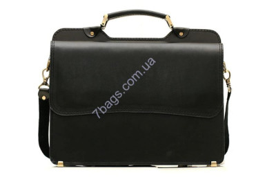 Spectacular briefcase made of genuine black leather in a business style