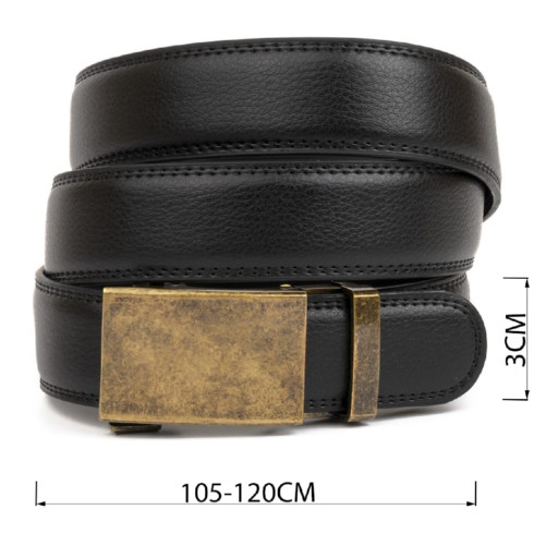 Ремінь чоловічий з латунною пряжкою Vintage 20310 Чорний