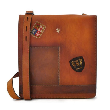 Pratesi BCO182 - Messanger Cross Body Bag in cow leather Bruce Cognac