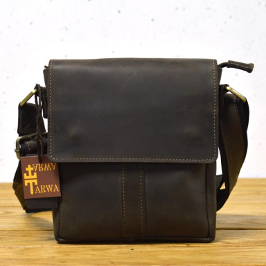 Brown leather mens shoulder bag TARWA RC-5447-4sa