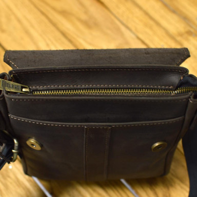 Brown leather mens shoulder bag TARWA RC-5447-4sa
