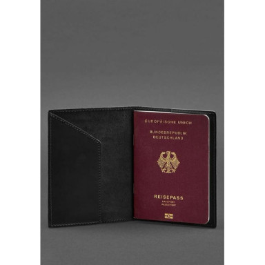 Leather passport cover with the coat of arms of Germany black Crazy Horse