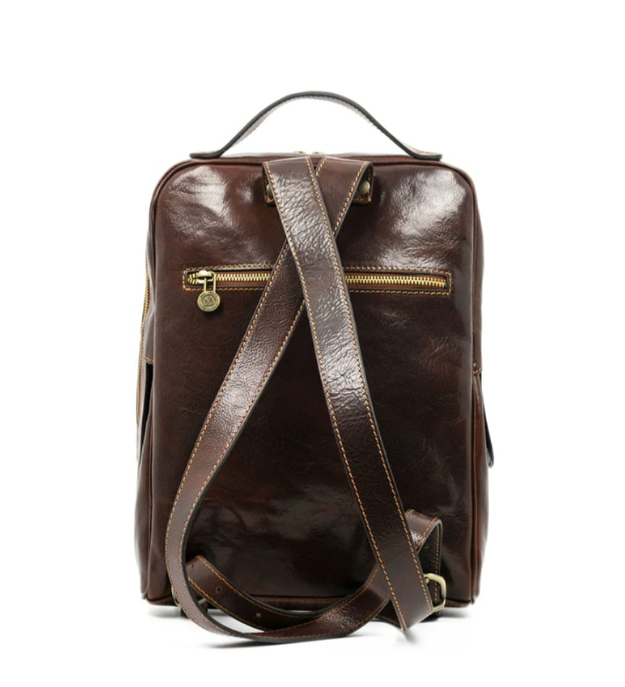 Womens Leather Backpack - The Sun Also Rises - Brown color -  Time Resistance 1173801W