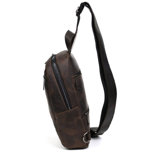 Рюкзак слінг шкіряний з кишенями TARWA RC-6020-3md коричневий крейзі хорс