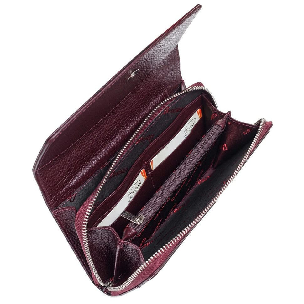 Гаманець жіночий шкіряний Desisan 152-626 бордо кроко лак