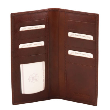 Эксклюзивный вертикальный кожаный кошелек бифолд Tuscany Leather TL140784
