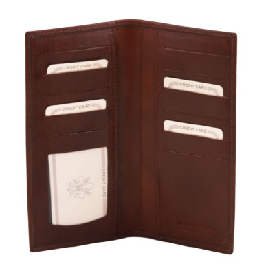 Эксклюзивный вертикальный кожаный кошелек бифолд Tuscany Leather TL140784