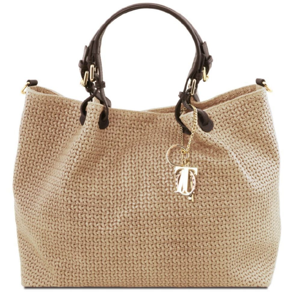 Плетена шкіряна сумка жіноча Keyluck TL141568 TL SMART великий розмір Tuscany