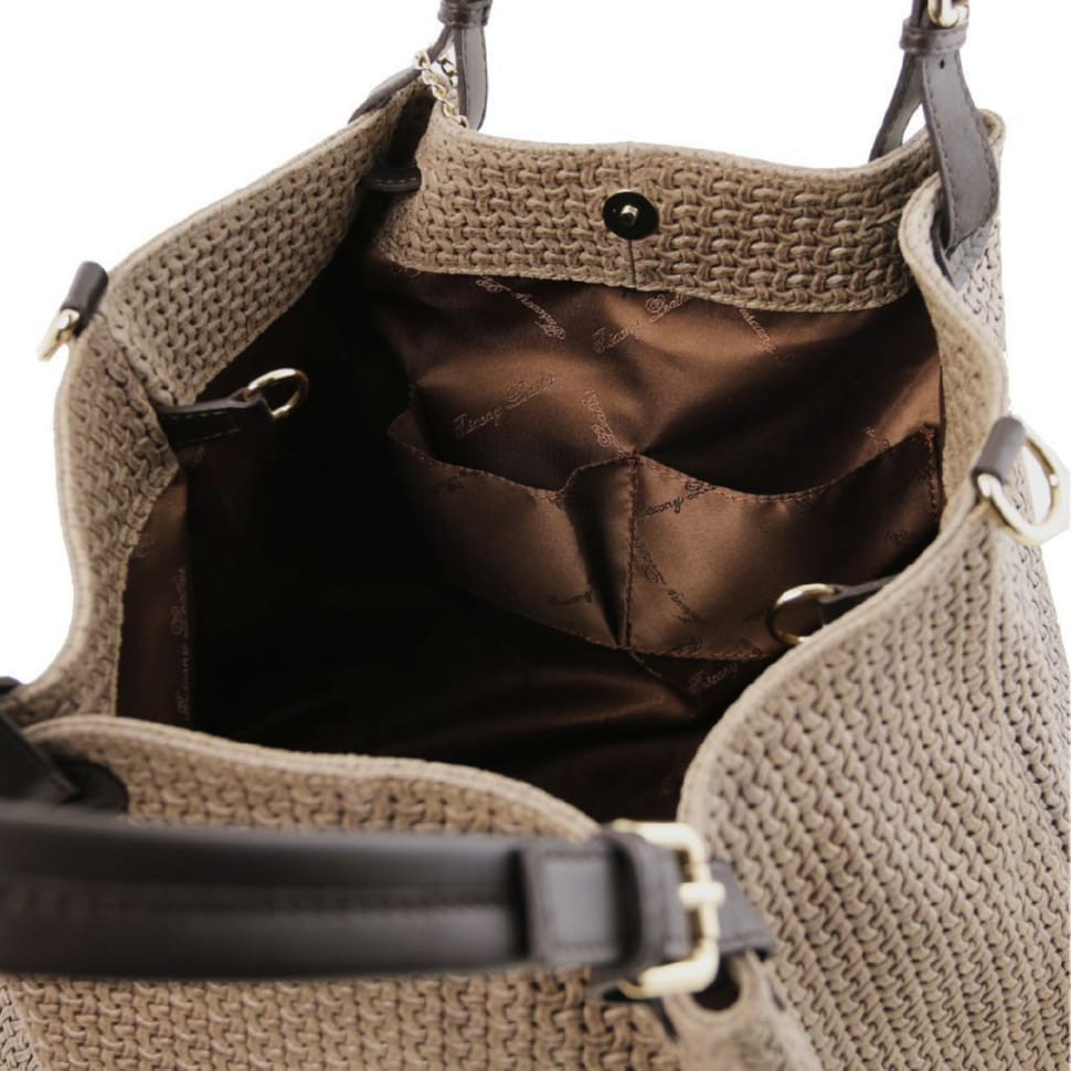 Плетена шкіряна сумка жіноча Keyluck TL141568 TL SMART великий розмір Tuscany