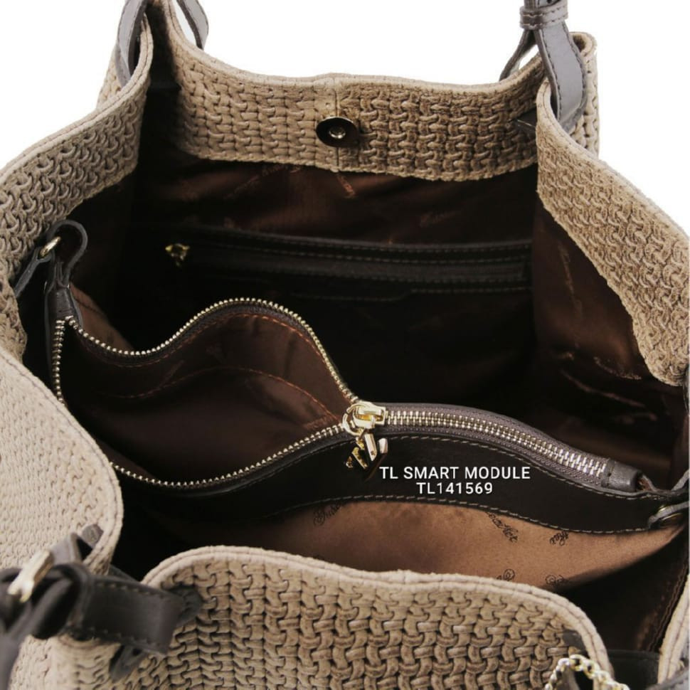 Плетена шкіряна сумка жіноча Keyluck TL141568 TL SMART великий розмір Tuscany