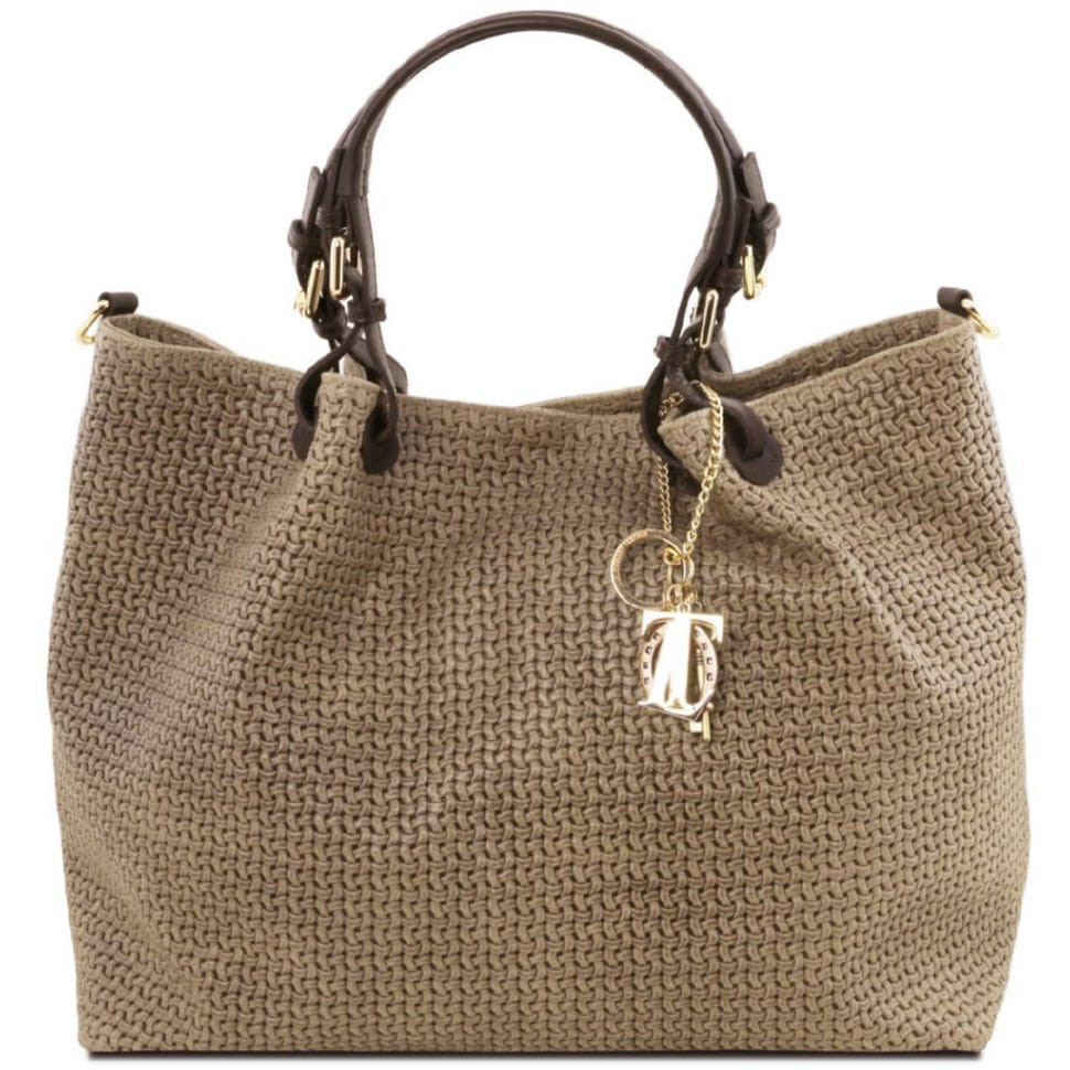 Плетена шкіряна сумка жіноча Keyluck TL141568 TL SMART великий розмір Tuscany