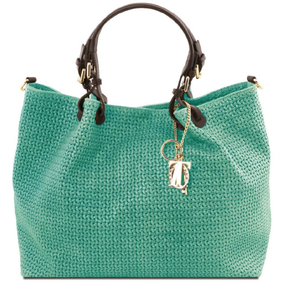 Плетена шкіряна сумка жіноча Keyluck TL141568 TL SMART великий розмір Tuscany