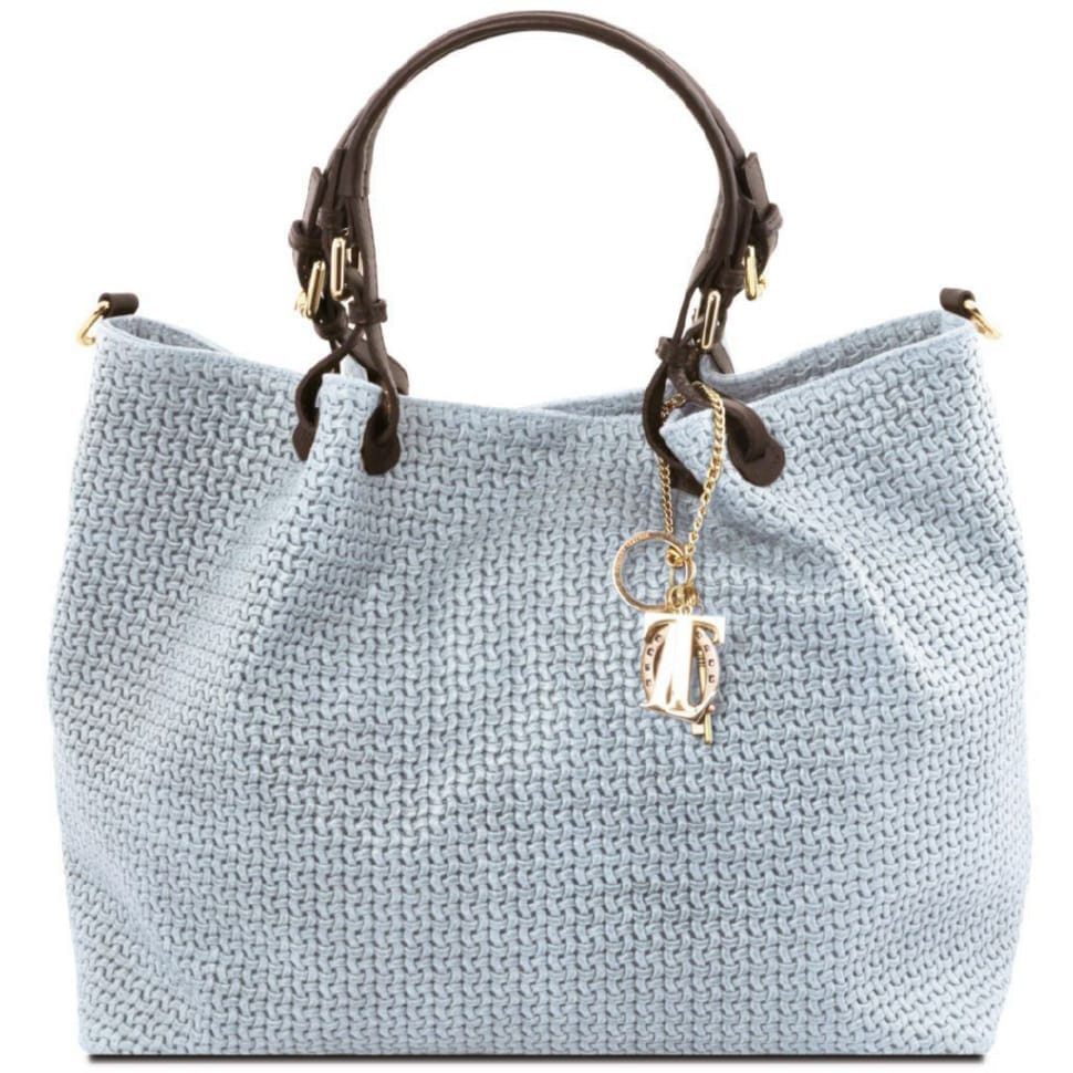 Плетена шкіряна сумка жіноча Keyluck TL141568 TL SMART великий розмір Tuscany