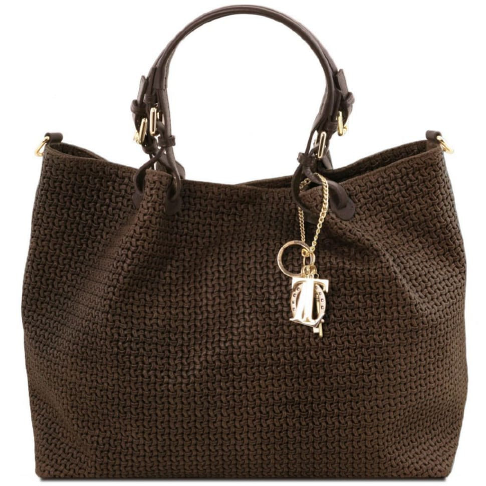 Плетена шкіряна сумка жіноча Keyluck TL141568 TL SMART великий розмір Tuscany