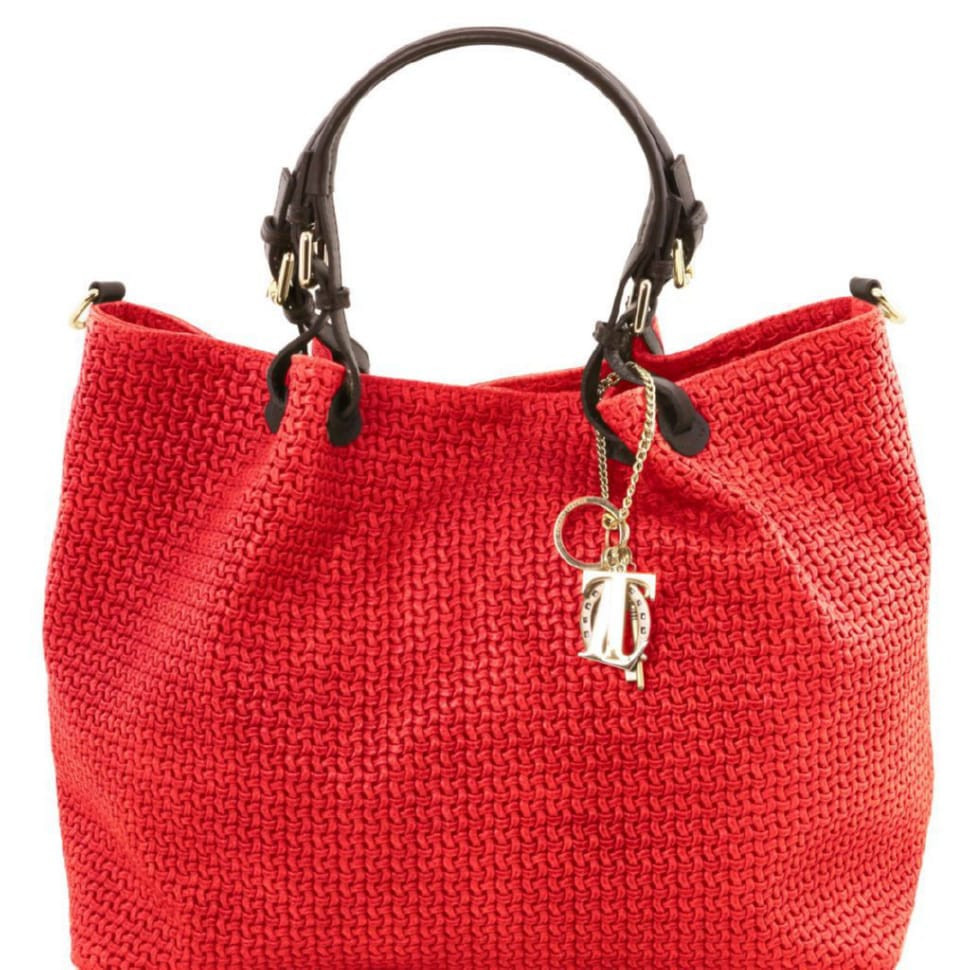 Плетена шкіряна сумка жіноча Keyluck TL141568 TL SMART великий розмір Tuscany