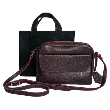 Womens leather messenger bag 755764 Grande pelle Bordeaux