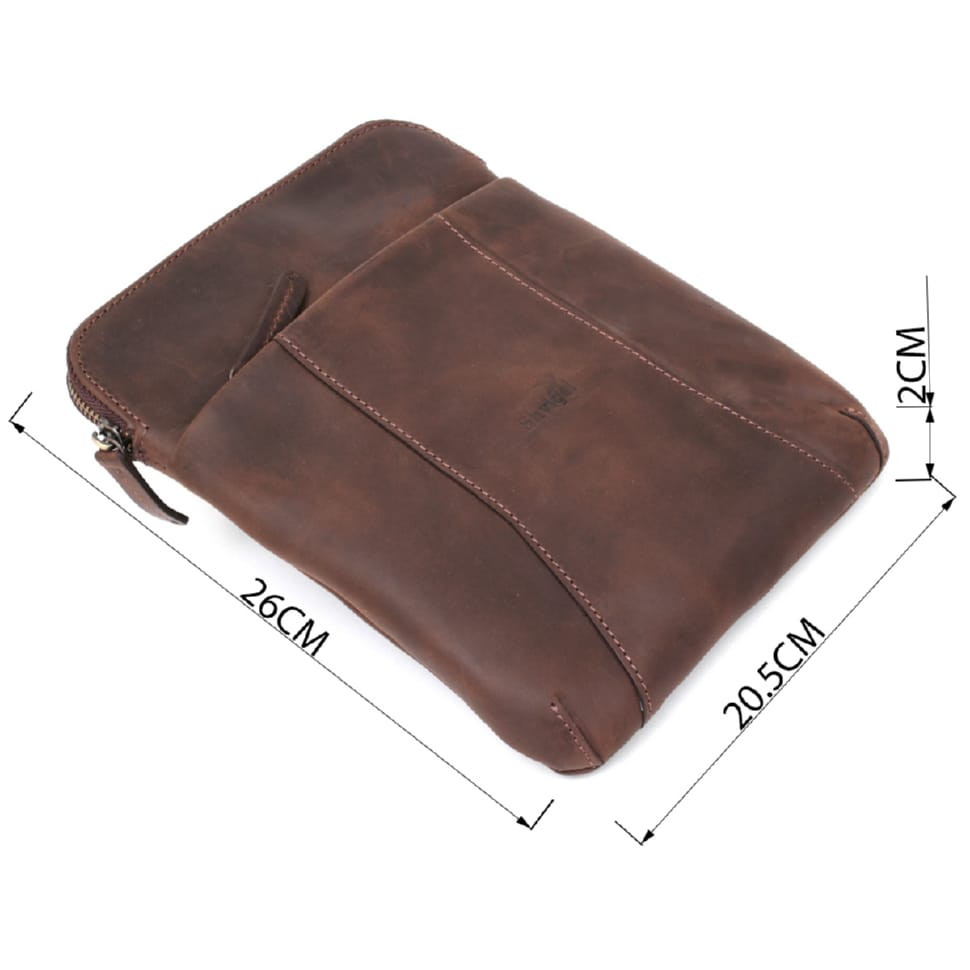 Stylish men's messenger made of vintage leather Shvigel 11180 Brown