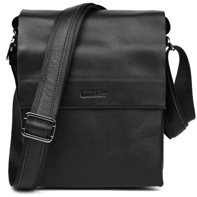 Mens shoulder bag with three compartments medium Limary Lim-372GA black Nappa