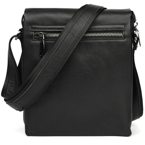 Чоловіча сумка через плече на три відділення середня Limary Lim-372GA чорна Наппа