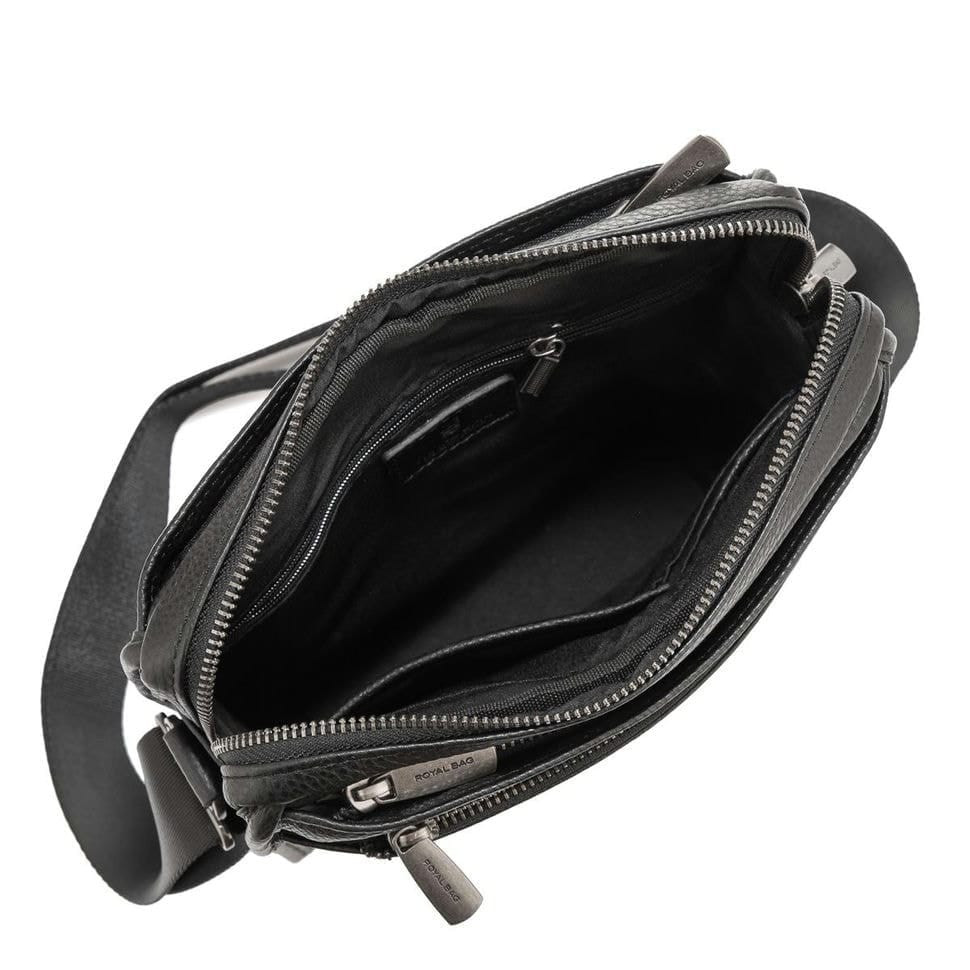 Чоловіча шкіряна середня чорна сумка через плече Royal Bag RB287891