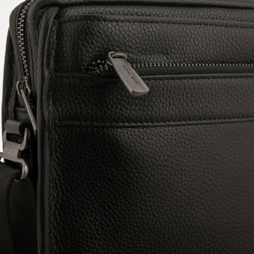 Чоловіча шкіряна середня чорна сумка через плече Royal Bag RB287891