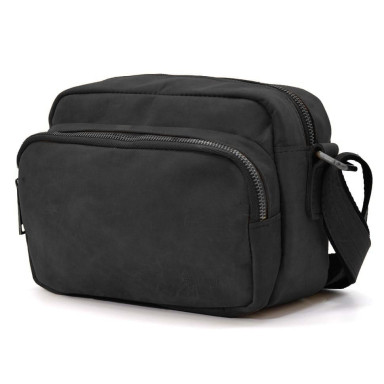 Small mens shoulder bag with 2 compartments TARWA RA-60125-3md black