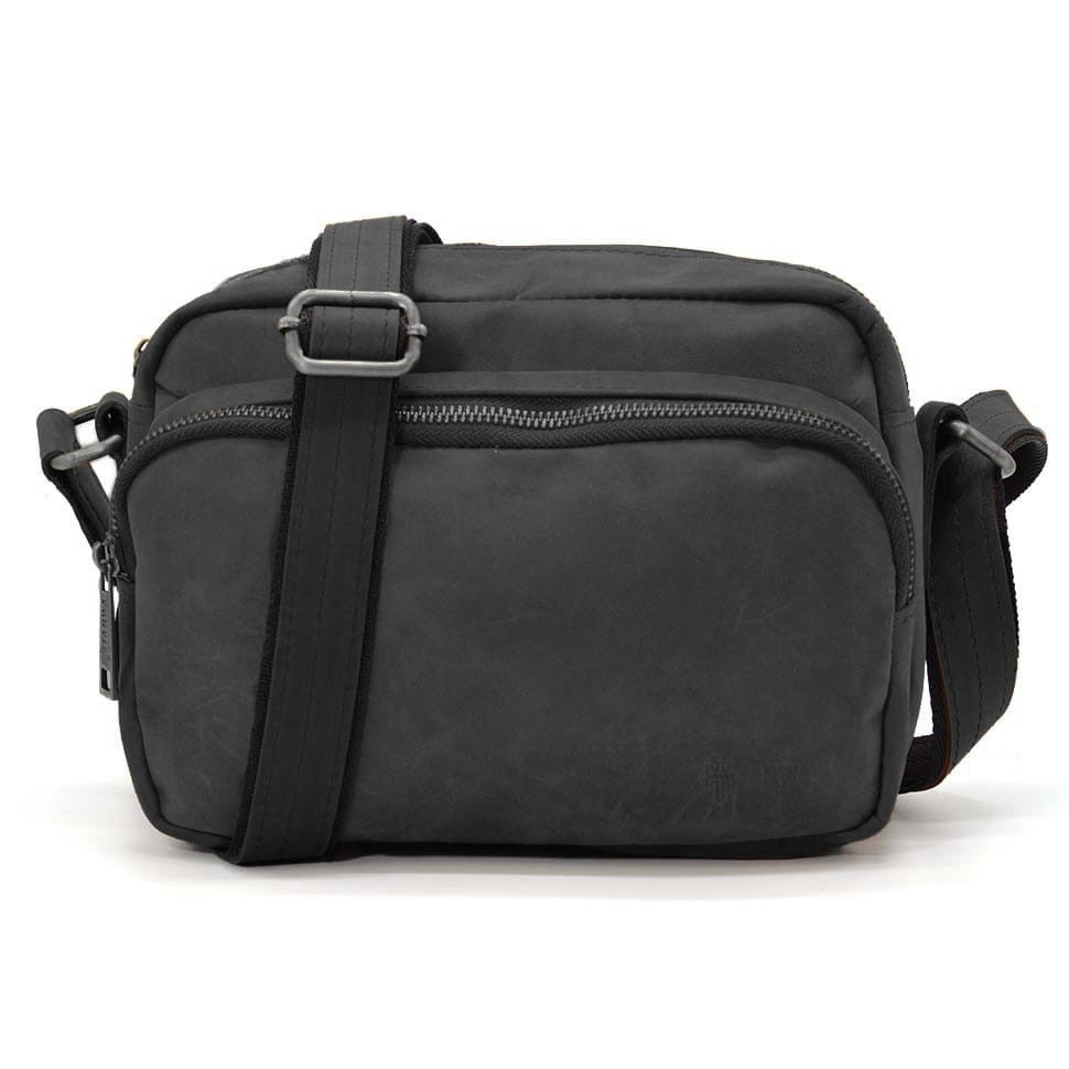 Small mens shoulder bag with 2 compartments TARWA RA-60125-3md black