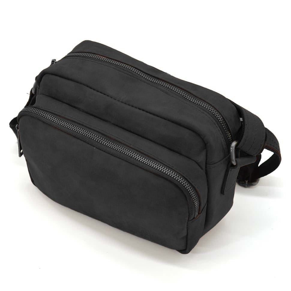 Small mens shoulder bag with 2 compartments TARWA RA-60125-3md black