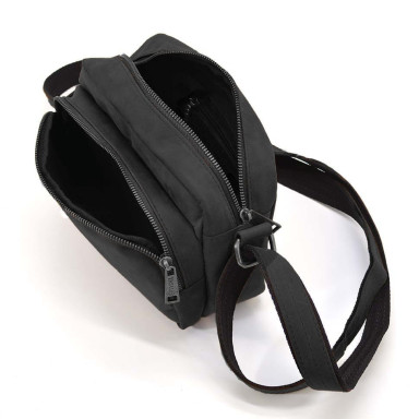 Small mens shoulder bag with 2 compartments TARWA RA-60125-3md black