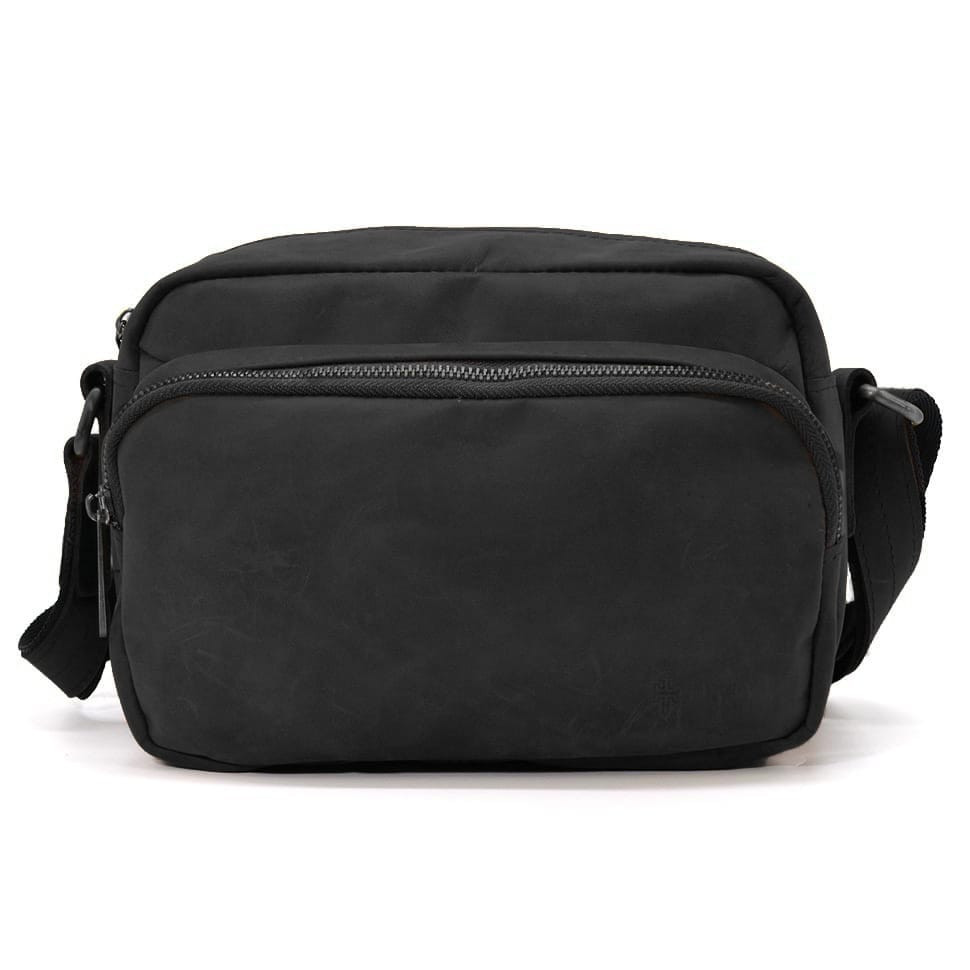Small mens shoulder bag with 2 compartments TARWA RA-60125-3md black