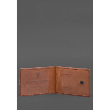 Leather cover for a combat participant ID (UCD) with a pocket for a badge, light brown Crazy Horse