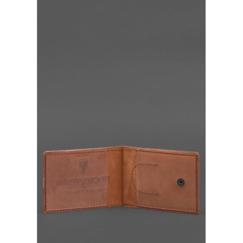 Leather cover for a combat participant ID (UCD) with a pocket for a badge, light brown Crazy Horse