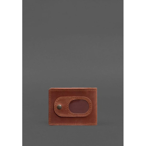 Шкіряна обкладинка для посвідчення учасника бойових дій (УБД) із кишенею для жетону світло-коричнева Crazy Horse