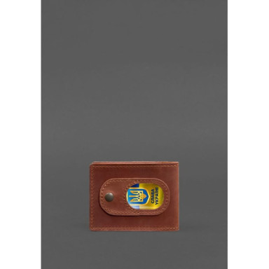 Leather cover for a combat participant ID (UCD) with a pocket for a badge, light brown Crazy Horse