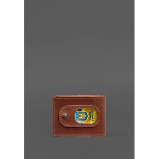 Шкіряна обкладинка для посвідчення учасника бойових дій (УБД) із кишенею для жетону світло-коричнева Crazy Horse