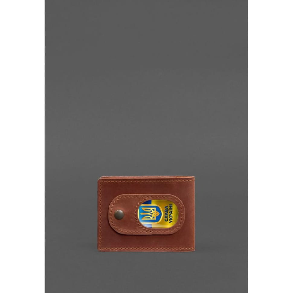 Leather cover for a combat participant ID (UCD) with a pocket for a badge, light brown Crazy Horse