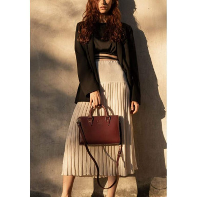 Women's Fancy leather bag burgundy crust
