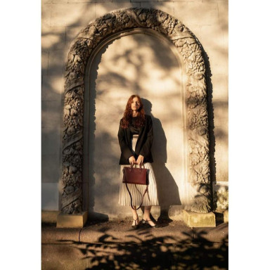 Women's Fancy leather bag burgundy crust