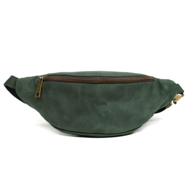 Belt bag made of genuine leather RE-3035-3md TARWA green