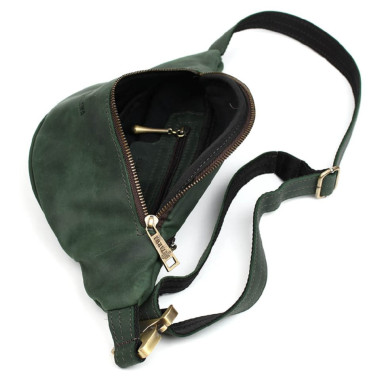 Belt bag made of genuine leather RE-3035-3md TARWA green