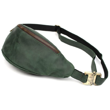 Belt bag made of genuine leather RE-3035-3md TARWA green