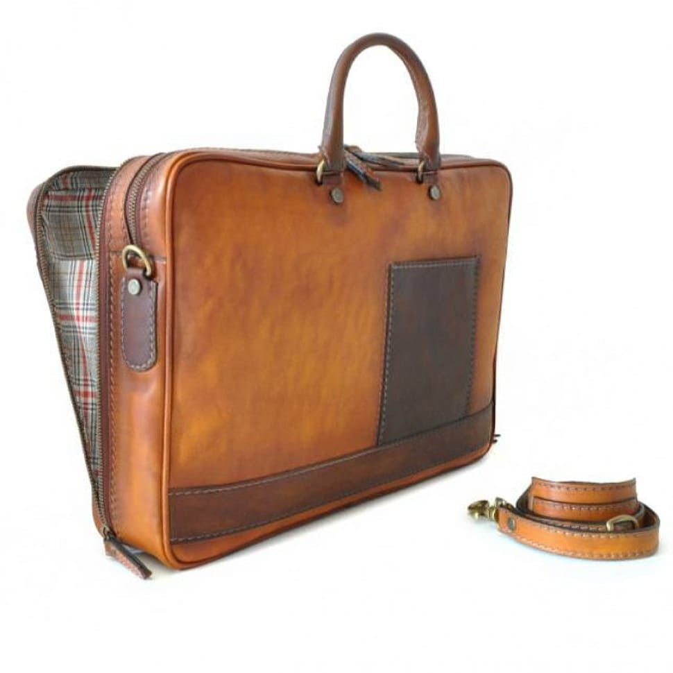 Soft leather briefcase Pratesi Cortona, article B229, Italy