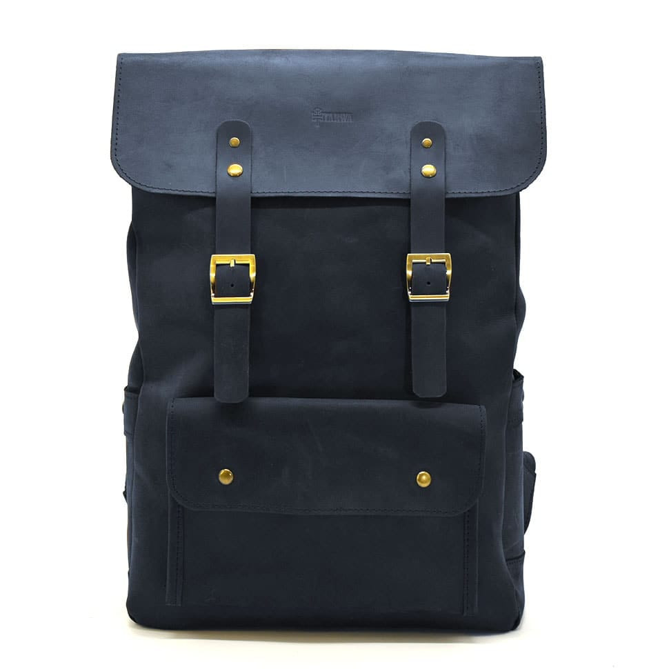 Genuine leather backpack RK-9001-4lx TARWA blue crazy horse