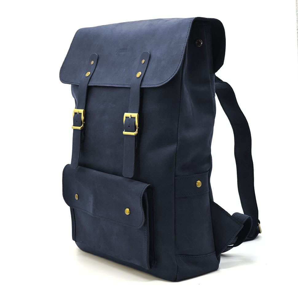 Genuine leather backpack RK-9001-4lx TARWA blue crazy horse