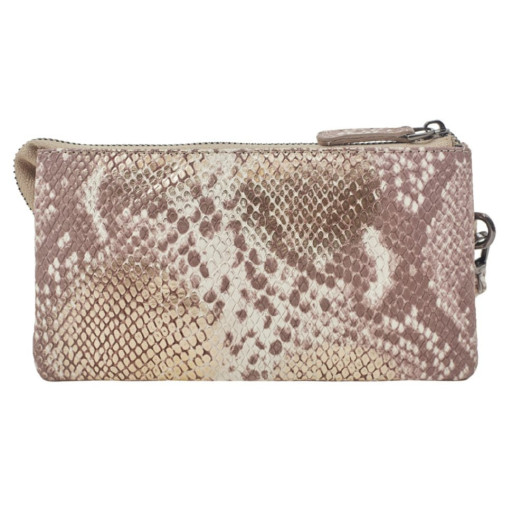 Косметичка-клатч шкіра Desisan 063-755 золотисто-сіра змія