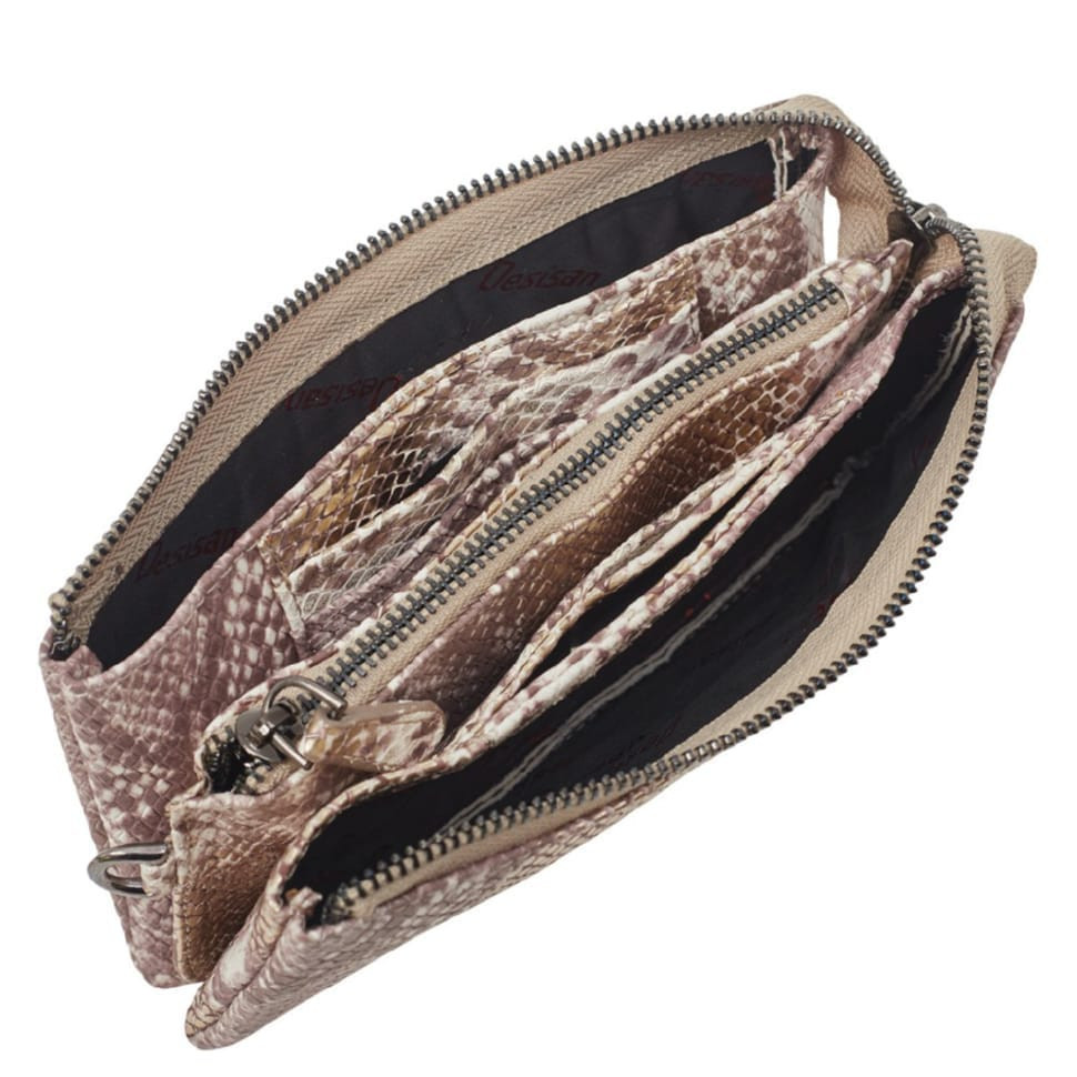 Косметичка-клатч шкіра Desisan 063-755 золотисто-сіра змія
