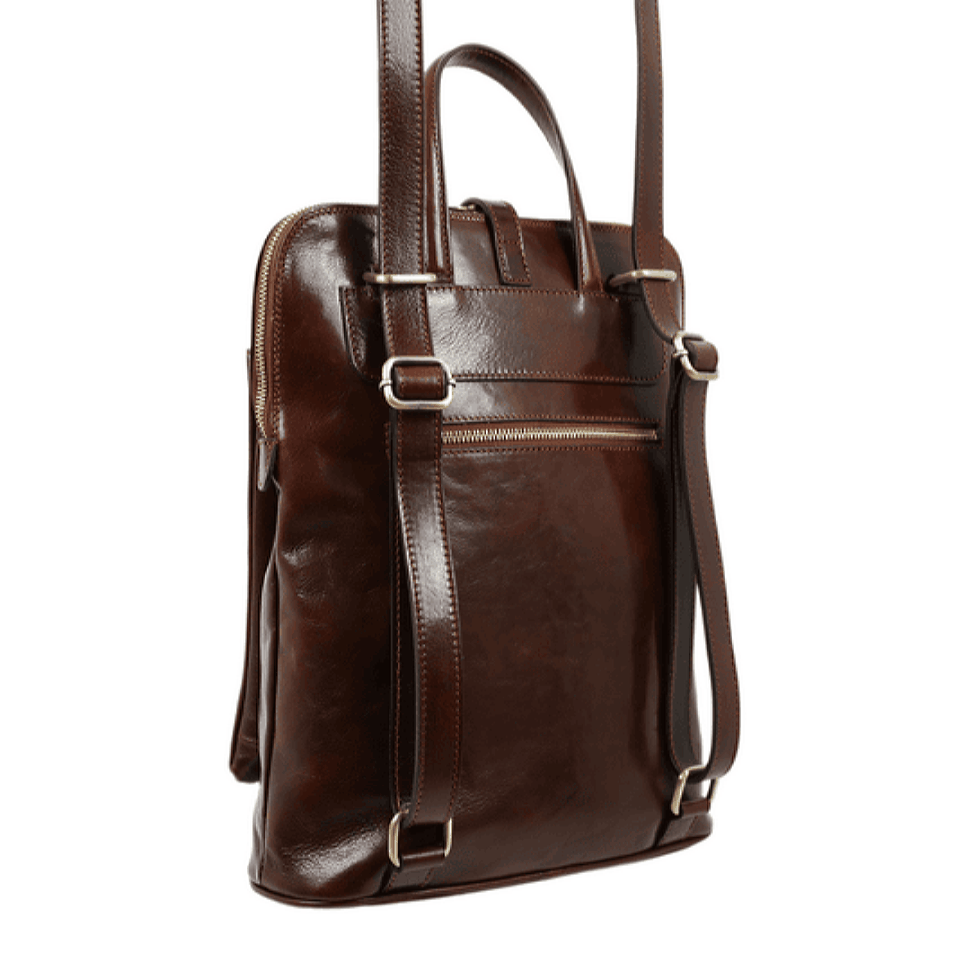 Womens Convertible Leather Backpack Shoulder Bag - Emma - Коричневий колір - Time Resistance 5218801