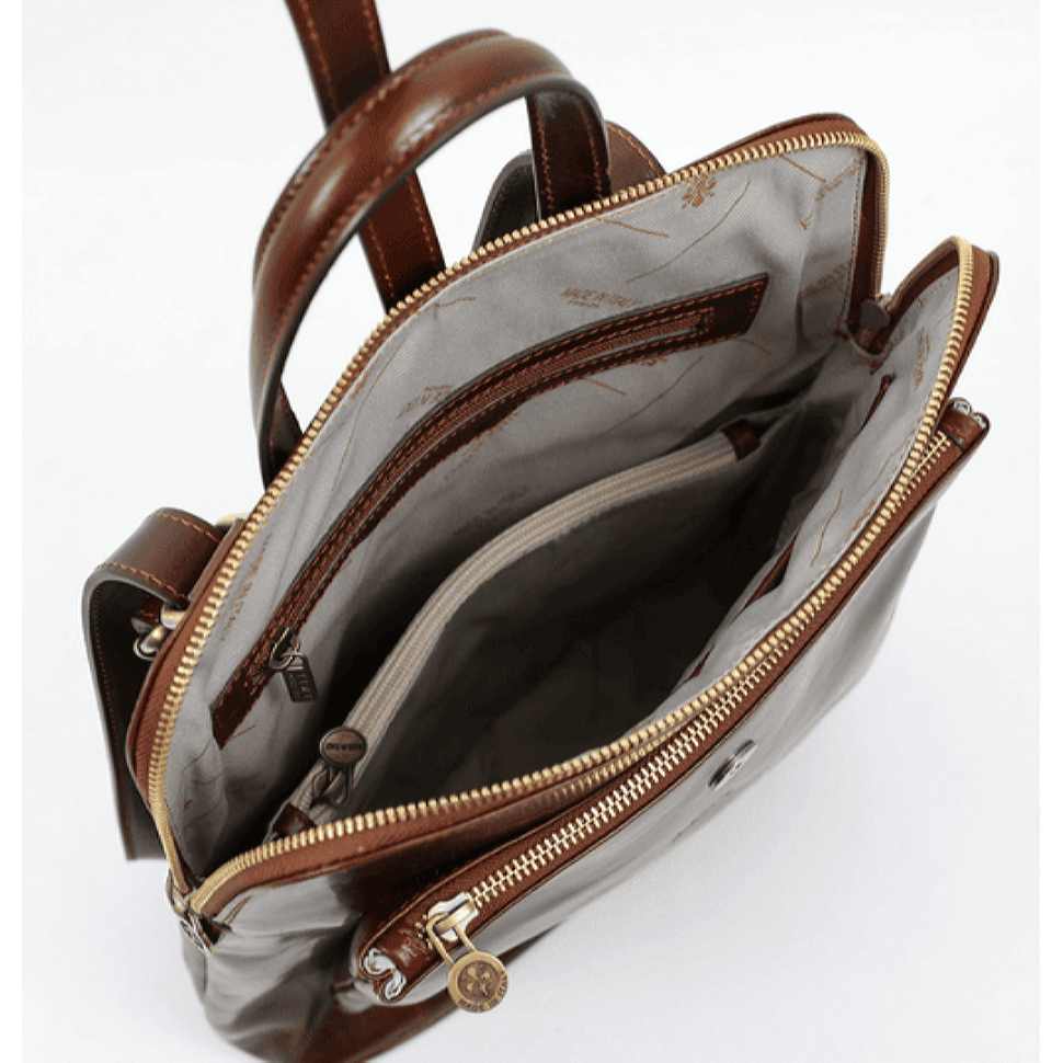 Womens Convertible Leather Backpack Shoulder Bag - Emma - Коричневий колір - Time Resistance 5218801