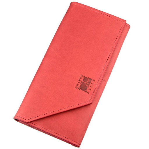 Кожний горизонтальний клатч з італійської шкіри GRANDE PELLE 11216 Червоний